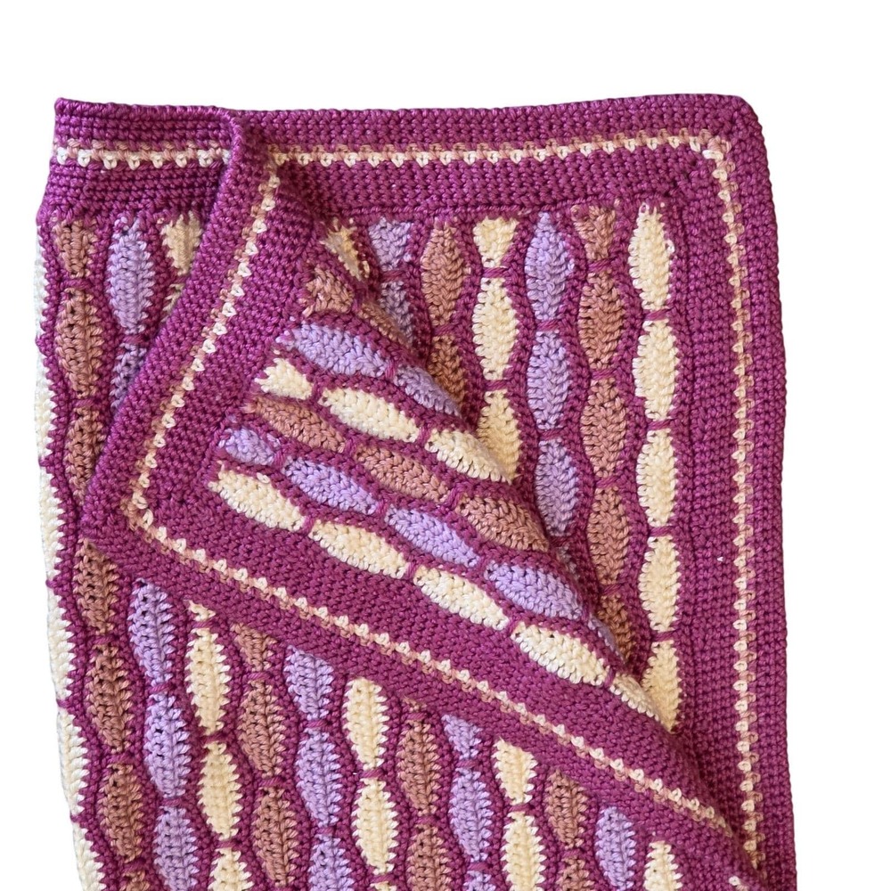 Handmade Lavender Crochet Throw Blanket: Vintage Boho Throw Afghan Nursery Decor